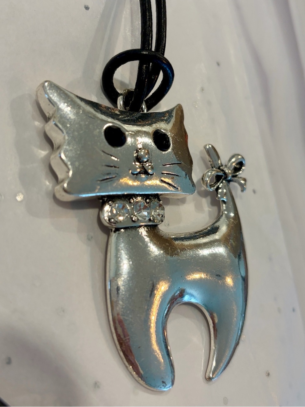 Silver Cat Pendant Necklace for Cats Lovers - Silver - Picture 4 of 4